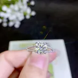 S925 Sterling Silver Plated With 18k Gold Ring Setting For Round 5/6.5/8mm Diamond
