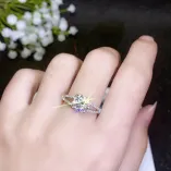 S925 Sterling Silver Plated With 18k Gold Ring Setting For Round 5/6.5/8mm Diamond