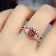 S925 Sterling Silver Plated with 18K Gold Ring Setting - Round 5x5mm for Ruby/Sapphire/Emerald