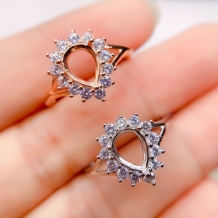 S925 Sterling Silver Plated With 18k Gold Ring Teardrop 6x8MM Setting Diy Ring Setting