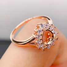 S925 Sterling Silver Plated With 18k Gold Ring Teardrop 6x8MM Setting Diy Ring Setting