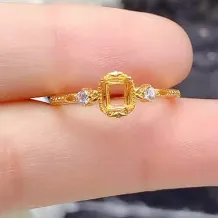 S925 Sterling Silver Rectangular 3x4mm Ring Setting