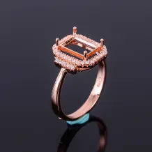 S925 Sterling Silver Rectangular Ring Settings 4x6mm to 7x9mm Colored Gems