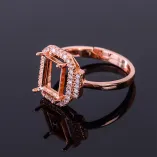 S925 Sterling Silver Rectangular Ring Settings 4x6mm to 7x9mm Colored Gems