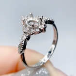 S925 Sterling Silver Ring For Oval 4x6mm Colored Gemstones