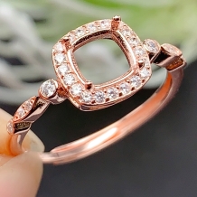 S925 Sterling Silver Ring Full Diamond Cushion-Cut 6x6mm Gemstone Setting