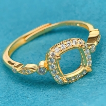 S925 Sterling Silver Ring Full Diamond Cushion-Cut 6x6mm Gemstone Setting