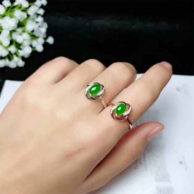 S925 Sterling Silver Ring Setting for 5x7mm Oval Jade & Colored Gemstones Custom Design