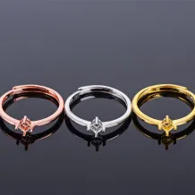 S925 Sterling Silver Ring Setting with 18K Gold Plating - 4x4mm Square Mount