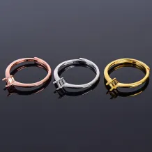 S925 Sterling Silver Ring Setting with 18K Gold Plating - 4x4mm Square Mount