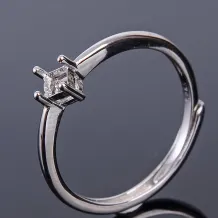 S925 Sterling Silver Ring Setting with 18K Gold Plating - 4x4mm Square Mount