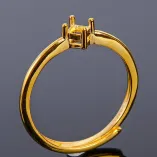 S925 Sterling Silver Ring Setting with 18K Gold Plating - 4x4mm Square Mount