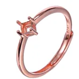 S925 Sterling Silver Ring Setting with 18K Gold Plating - 4x4mm Square Mount