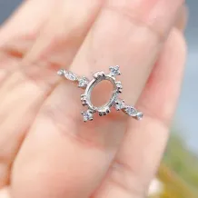 S925 Sterling Silver Ring Setting with 18K Gold Plating - Oval 5x7mm Colored Gemstone Mount