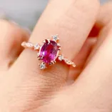 S925 Sterling Silver Ring Setting with 18K Gold Plating - Oval 5x7mm Colored Gemstone Mount