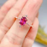 S925 Sterling Silver Ring Setting with 18K Gold Plating - Oval 5x7mm Colored Gemstone Mount
