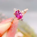 S925 Sterling Silver Ring Setting with 18K Gold Plating - Oval 5x7mm Colored Gemstone Mount