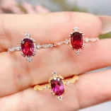 S925 Sterling Silver Ring Setting with 18K Gold Plating - Oval 5x7mm Colored Gemstone Mount