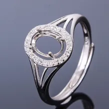 S925 Sterling Silver Ring Settings For Loose Stones For Oval 5*7mm Gemstone