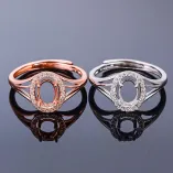 S925 Sterling Silver Ring Settings For Loose Stones For Oval 5*7mm Gemstone