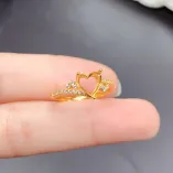 S925 Sterling Silver Rose Gold-Plated Heart-Shaped Ring Setting for 7x7mm Colored Gemstone