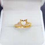 S925 Sterling Silver Rose Gold-Plated Heart-Shaped Ring Setting for 7x7mm Colored Gemstone