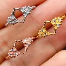 S925 Sterling Silver Rose Gold-Plated Ring Setting For Oval 5x7mm Ruby And Sapphire Emerald