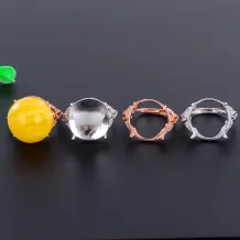 S925 Sterling Silver Solid-Back Ring Settings for 15x15 15x16mm Round Stones Customizable