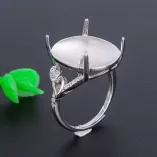 S925 Sterling Silver Solid-Back Ring Settings for 15x15 15x16mm Round Stones Customizable