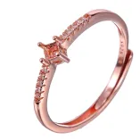 S925 Sterling Silver Square Ring Setting for 3x3mm Gemstones with Diamond Accents