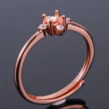 S925 Sterling Silver Square Ring Setting for 3x3mm Gemstones with Diamond Halo