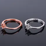 S925 Sterling Silver Square Ring Setting for 3x3mm Gemstones with Diamond Halo