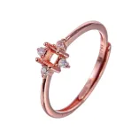S925 Sterling Silver Square Ring Setting for 3x3mm Gemstones with Diamond Halo