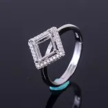S925 Sterling Silver Square Ring Setting Set 5x5/6x6/7x7mm Gemstone