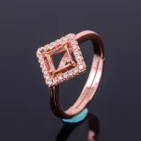 S925 Sterling Silver Square Ring Setting Set 5x5/6x6/7x7mm Gemstone
