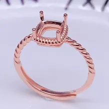 S925 Sterling Silver Twisted Engagement Setting Rings Square 5/6mm Ruby And Sapphire Emerald