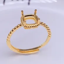 S925 Sterling Silver Twisted Engagement Setting Rings Square 5/6mm Ruby And Sapphire Emerald