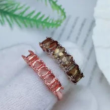 S92518K Gold-Plated Eternity Band Setting for 3x4 3x5mm Cabochon Gemstones