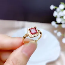 Silver And Gold Plated Adjustable 4-Prong Ring Setting For 6mm Square Colored Gemstones