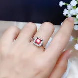 Silver And Gold Plated Adjustable 4-Prong Ring Setting For 6mm Square Colored Gemstones
