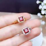 Silver And Gold Plated Adjustable 4-Prong Ring Setting For 6mm Square Colored Gemstones