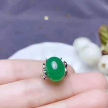 Silver And Gold Plated Fashion Ring Setting For 10x13mm Oval Jade/Gemstones