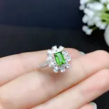 Silver Gold Plated Teardrop Halo Ring Setting For 4x6mm Square Tourmaline/Colored Gemstones