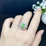 Silver Gold Plated Teardrop Halo Ring Setting For 4x6mm Square Tourmaline/Colored Gemstones