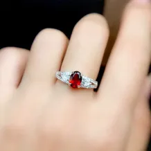 Silver Plated 18k Gold Ring For Oval 5*7mm Ruby And Sapphire Emerald