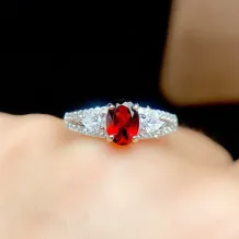 Silver Plated 18k Gold Ring For Oval 5*7mm Ruby And Sapphire Emerald