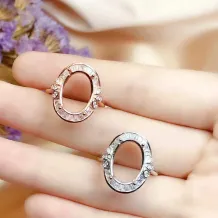 Silver Plated 18k Gold Ring Four Prong Setting For Oval 8*12/10*12/10*14mm Gemstones