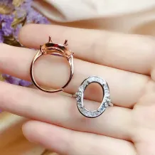 Silver Plated 18k Gold Ring Four Prong Setting For Oval 8*12/10*12/10*14mm Gemstones