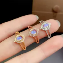 Silver-Plated Simple And Fresh Style Inlaid Oval 4x6mm Red, Blue And White Sapphire Emerald DIY