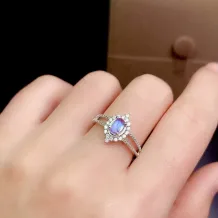 Silver-Plated Simple And Fresh Style Inlaid Oval 4x6mm Red, Blue And White Sapphire Emerald DIY